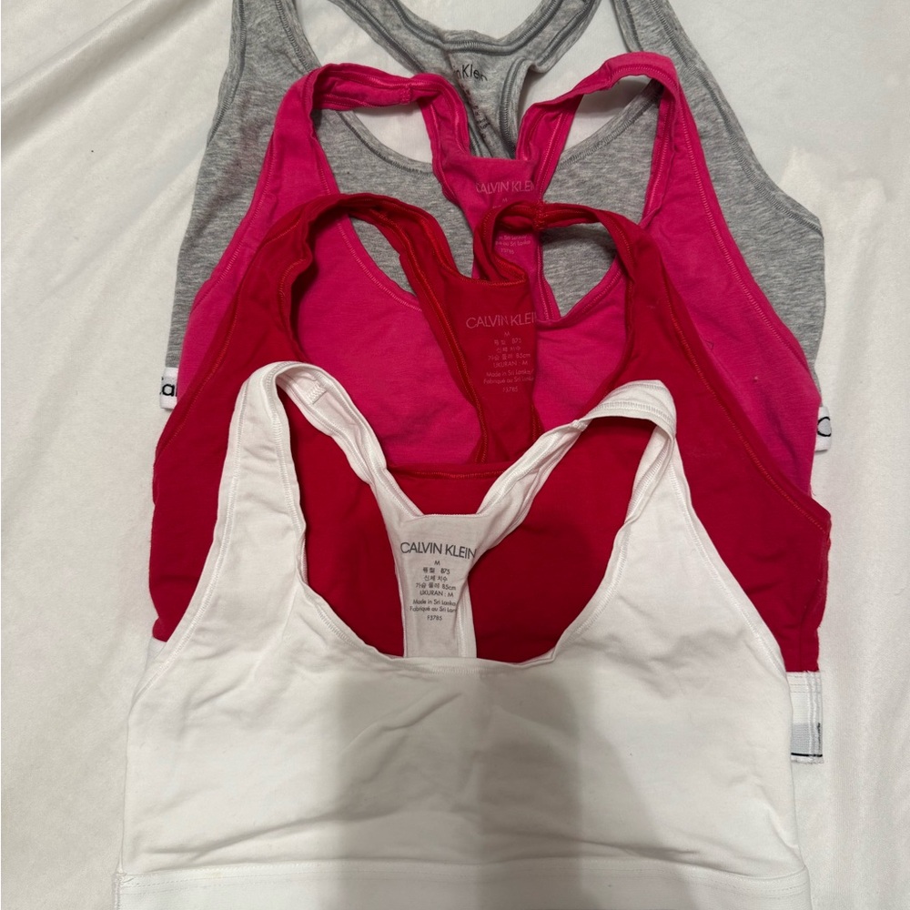 Calvin Klein Women's Racerback Bralette Set - White, Pink, Gray